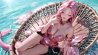 Pink Mermaid Queen! Private Gaze in the Underwater Palace, From Deep Sea Dreams to Beach Climax.