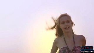 Hot Lesbian Babes Anetta Keys & Bianka Helen Fingering on Beach