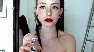 Busty teen Tegan shows off her natural big boobs