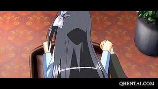 Teen anime fucked and licked on a chair