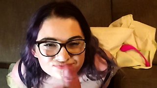 Big-Titted British MILF Strokes Cock for a Facial