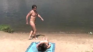 Amateur swingers on the publick beach