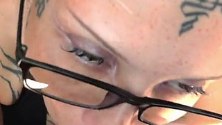 Hot Secretary in Stockings, Glasses and Heels Gets Fucked on the Table