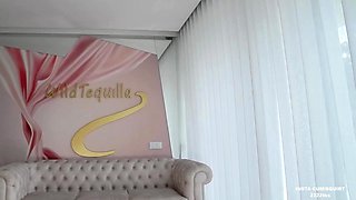 Blonde tight pussy babe solo toy fun in glamour masturbation