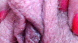 Big clit hairy pussy cumming