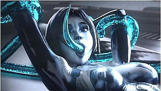 Cortana Gets Her Pussy Stretched Wide Open By 4 Slimy Rods With Car Toon