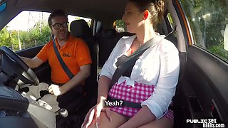 FAKEHUB - Chubby brit babe sucks off and rides her car instructor