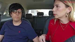 Stepmom in Stockings Gives Blowjob to Stepson for Graduation Party - Italian MILF MissLeggings