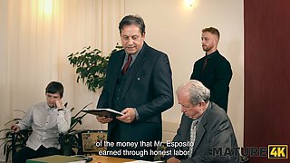 Watch as mature brunette Lilian Black cheats on her husband and secretly watches him take it from behind