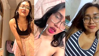 Insatiable Handsome Indian Glasses Damsel Showcasing Finger-banging