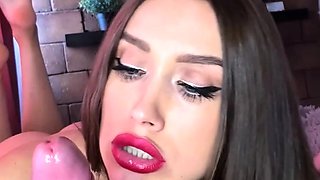 This Stunning Brunette Is Greedily Swallowing A Hard Cock,