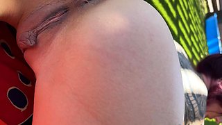 Melody masturbates outdoors with panties on