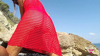 Nippleringlover Horny Milf See Through Dress Micro Bikini Pierced Nipples And Pussylips Sexy Butt Hot Asshole Nude Beach