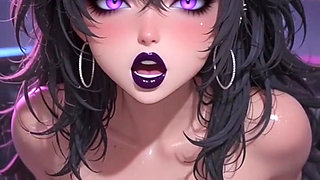 Anime Goth Punk Girl Black Hair Dirty Talk Big Tits First Person View