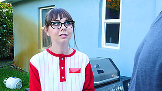 Petite young Shae Celestine rides her neighbor's big cock
