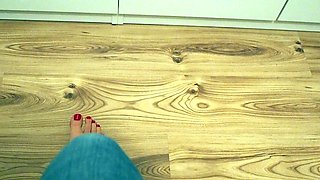 Blonde MILF Fulfills Mans Foot Fetish