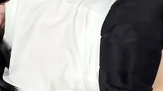 A Perverted Secretary Fucks Her Boss's Dick and Jerks Him off with Her Feet