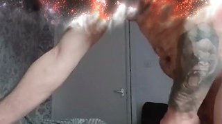 Carl caged warrior feed this sexy little ginger virgin makeitrain his huge cock and explodes all over her fit body