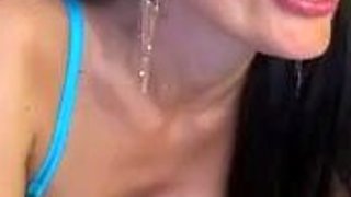 Hot brunette from squirt masturbating on webcam