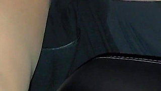 Mature Stepmom with Big Tits in Nylon Stockings Spreads Her Legs in Front of Her Stepson in the Car in Public