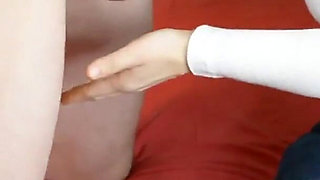 She Jerks Him off Using a Manual From the Internet and Doesn't Let Him Cum.