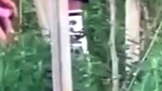 Spying blonde hooker fucking in the woods