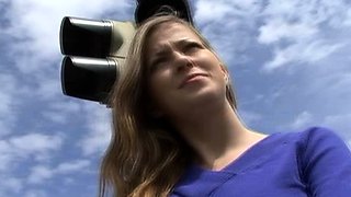 Natural Amateur blowjob outdoors exposed