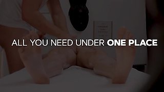 MILF Brunette oiled fuck during massage