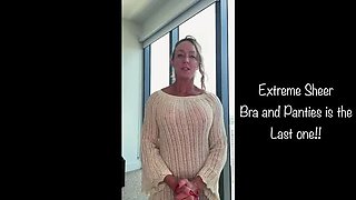 FitWife Jewels Shows Off Big Tits in Sheer Bra and Panties Try-On