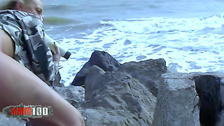 Delfynn Delage: Busty French Pornstar Delfynn Delage Dildoing at the Beach