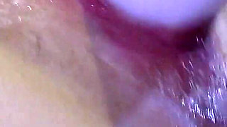 Very Close Spread Pussy Fucking with Dildo and Glass