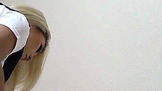 Busty Tanned Japanese Surfer Girl in Braless Student Uniform, Mini Skirt, Wedgie Thong Panties, Socks, Sexy Apartment Cleaning