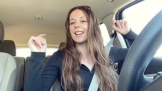 Nadia Foxx enjoys some solo fun with makeup in the car