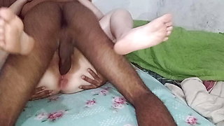 Hotwife fucking with her lover being submissive and humiliating her meek cuckold husband, making a sign with her hand and callin