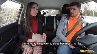 Fake Driving School - Nataly Gold Gets in the Car Without Wearing Any Panties