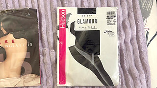 Footjob in Black Pantyhose in a Cottage