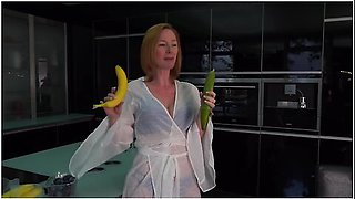 Horny Mature Tara Pleases Her Cock Hungry Pussy Using Cucumber With Condom