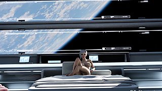 3D animation fuck on a space station with sexy blonde