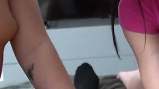 My Step Sister and Her Two Friends Give Me My First Blowjob Ever- Triple Blowjob