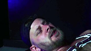 Hairy hunk BDSM lover bending for master