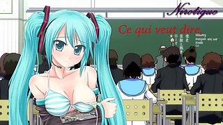 Wanking with Hasune Miku in a public classroom setting