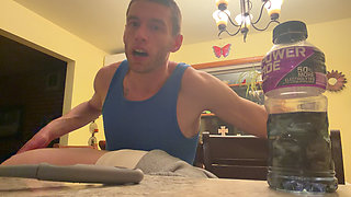 Bend Emo Girl Over Kitchen. Stool in Bright Airy Kitchen Dirty Talk Whole Time