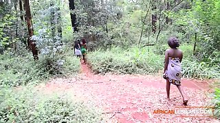 Black Ebony African Teens Strolling Down The Jungle Run Into Big Tits Milf Hungry For Fresh Pussy To Lick And Eat