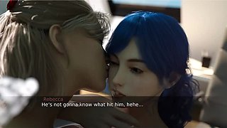 Fate and Life: Rebecca and Nayla Blowjob for Boyfriend in 3D Hentai Game