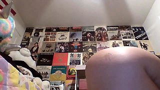 Young blonde masturbating with toy received gift