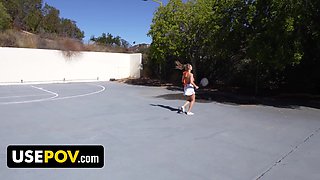 Big titty blonde milf is horny after her gym sessiona nd wants to blow off steam by fucking with me