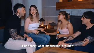 Swinger Party Foursome: Lynn Scream, Sweet American, Keila Bassi Hardcore Face Fucking and Doggy Style Cum