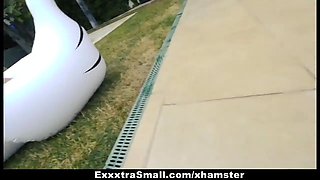 Exxxtrasmall- petite chick screwed by the pool