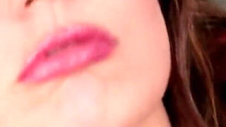 Seductive Brunette in Red Lingerie Pleasures Herself with Dildo and Fingers