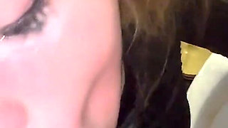 Toilet pee fun sloppy teen blowjob